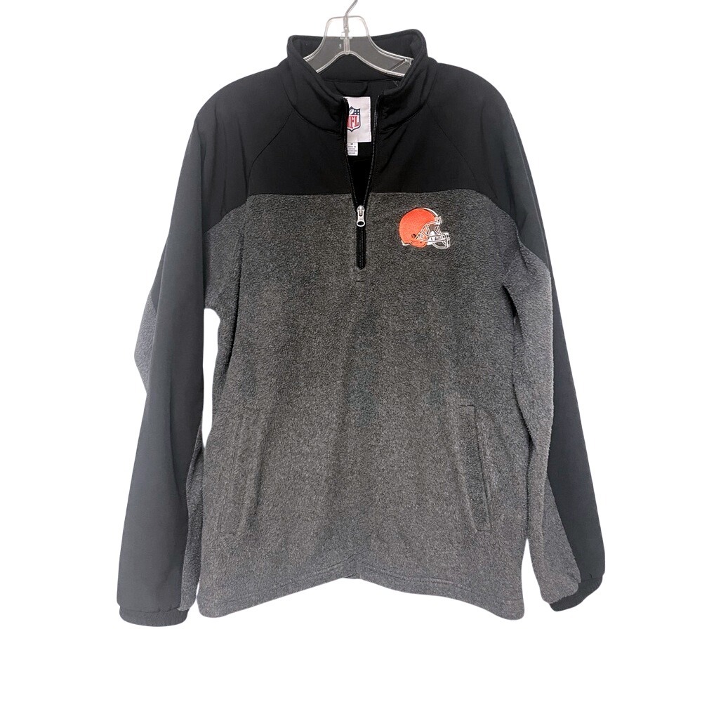 Cleveland Browns NFL Embroidered Fleece Jacket Half Zip Pullover Men's‎ Medium